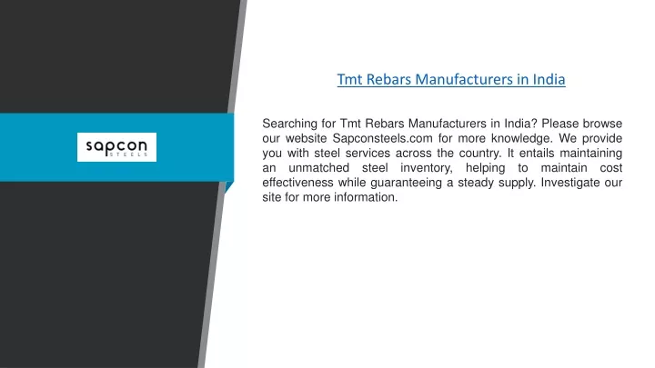 tmt rebars manufacturers in india