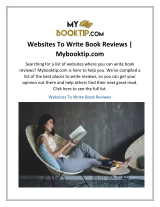 websites to write book reviews mybooktip com