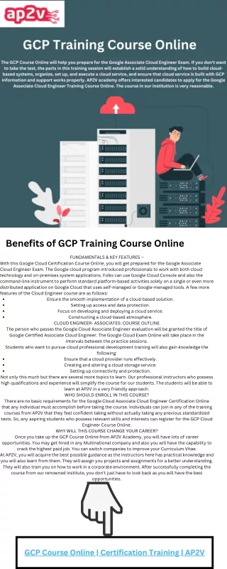 GCP Course Online  Certification Training  AP2V