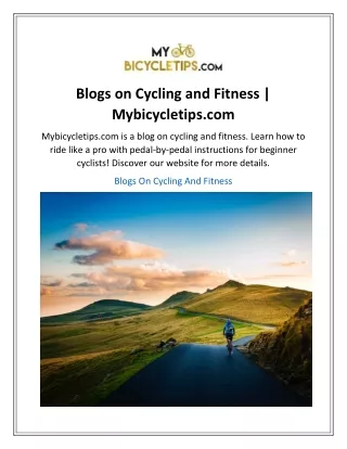 Blogs on Cycling and Fitness  Mybicycletips.com