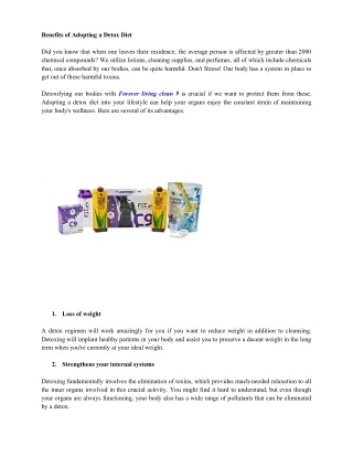 Benefits of Adopting a Detox Diet
