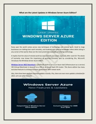 what are the latest updates in windows server