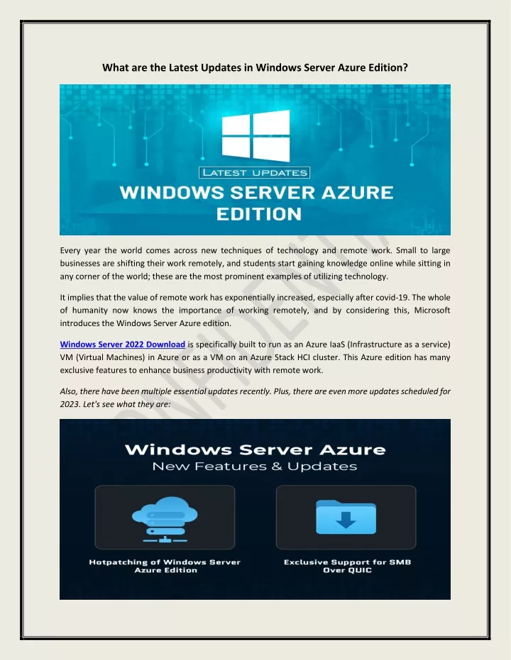 what are the latest updates in windows server