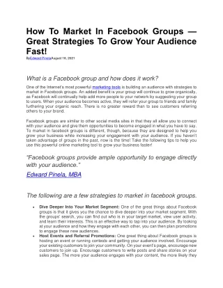 1. How To Market In Facebook Groups