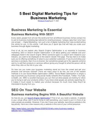 2. 5 Best Digital Marketing Tips for Business Marketing