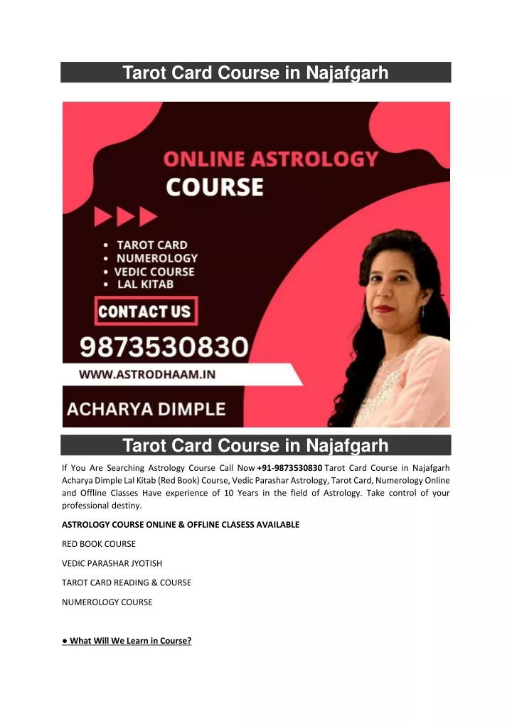 tarot card course in najafgarh