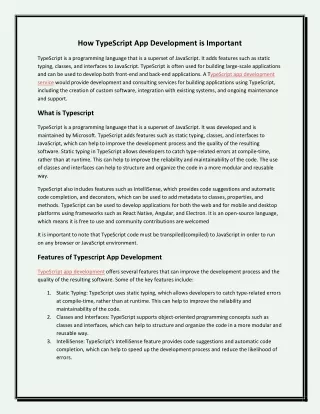 How TypeScript App Development is Important