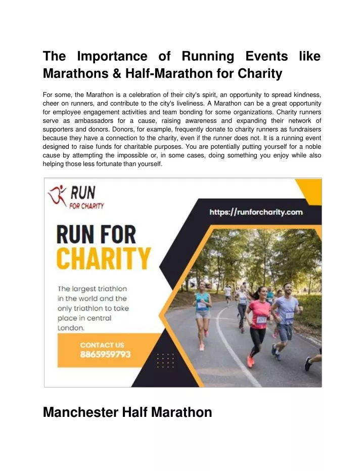 th e importanc e o f runnin g event s lik e marathons half marathon for charity