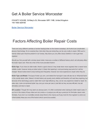 get a boiler service worcester