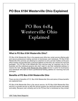 PO Box 6184 Westerville Ohio Explained