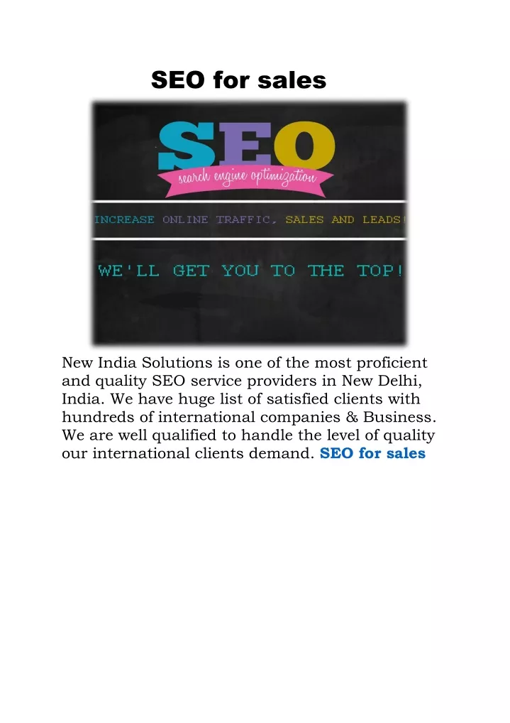 seo for sales