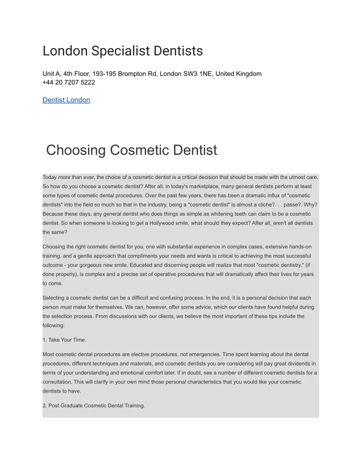 london specialist dentists