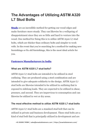 the advantages of utilizing astm a320 l7 stud