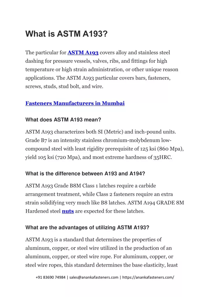 what is astm a193