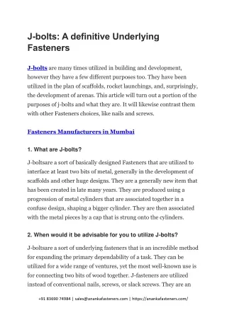 j bolts a definitive underlying fasteners