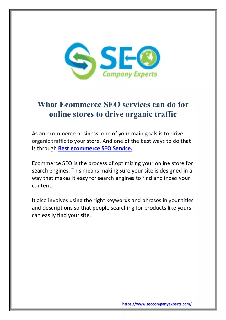 what ecommerce seo services can do for online
