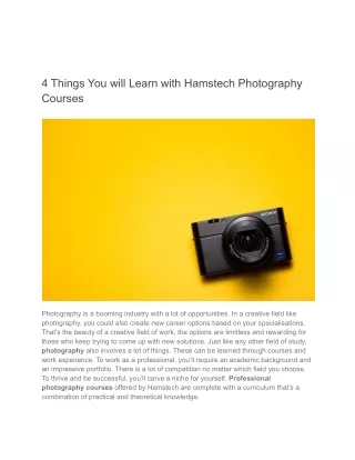 4 things you will learn with hamstech photography