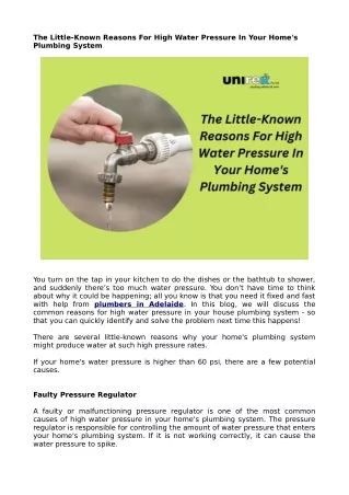 The Little-Known Reasons For High Water Pressure In Your Home's Plumbing System