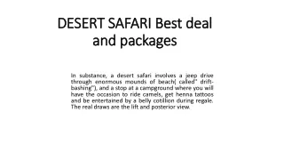 DESERT SAFARI Best deal and packages