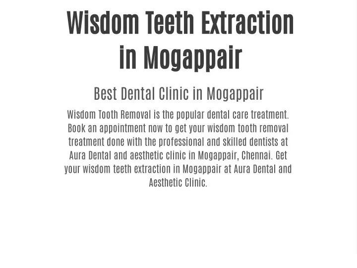 wisdom teeth extraction in mogappair best dental