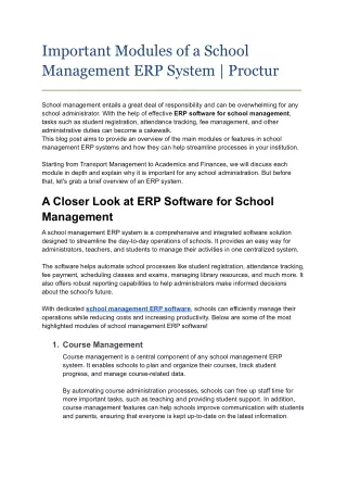 important modules of a school management