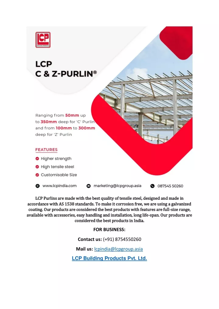 lcp purlins are made with the best quality