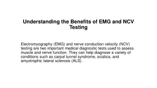 Understanding the Benefits of EMG and NCV Testing