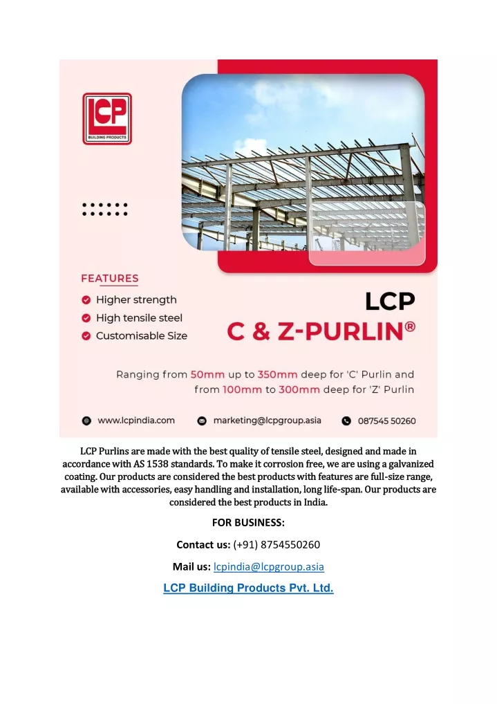 lcp purlins are made with the best quality