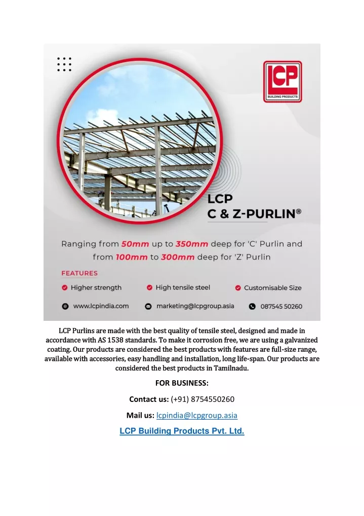 lcp purlins are made with the best quality