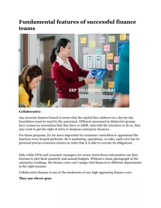 fundamental features of successful finance teams