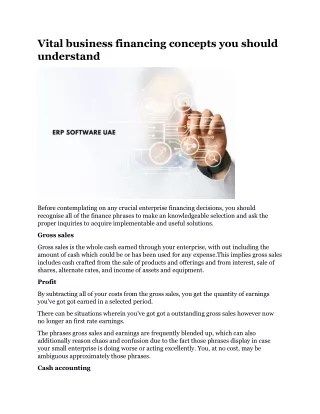 vital business financing concepts you should