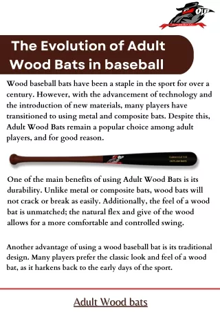 The Evolution of Adult Wood Bats in baseball