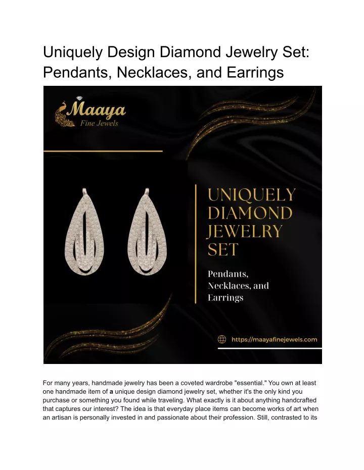 uniquely design diamond jewelry set pendants