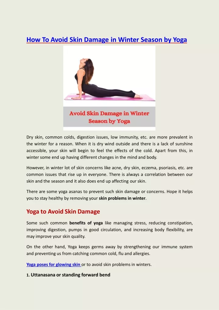 how to avoid skin damage in winter season by yoga