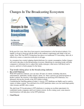 Changes In The Broadcasting Ecosystem