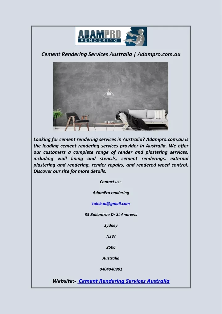 cement rendering services australia adampro com au