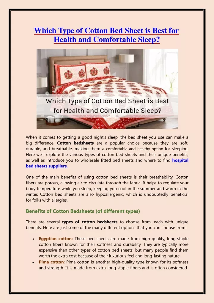 which type of cotton bed sheet is best for health