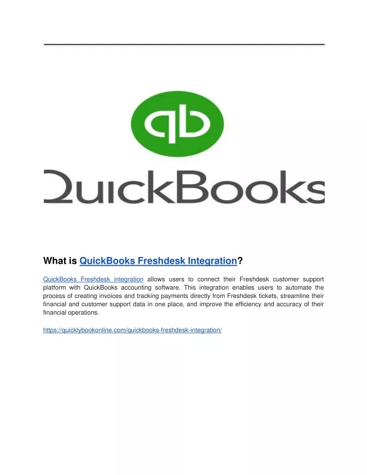 what is quickbooks freshdesk integration