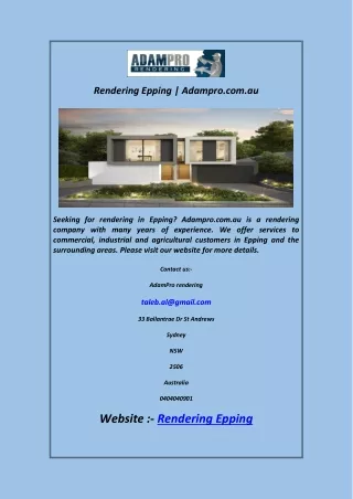 rendering epping adampro com au