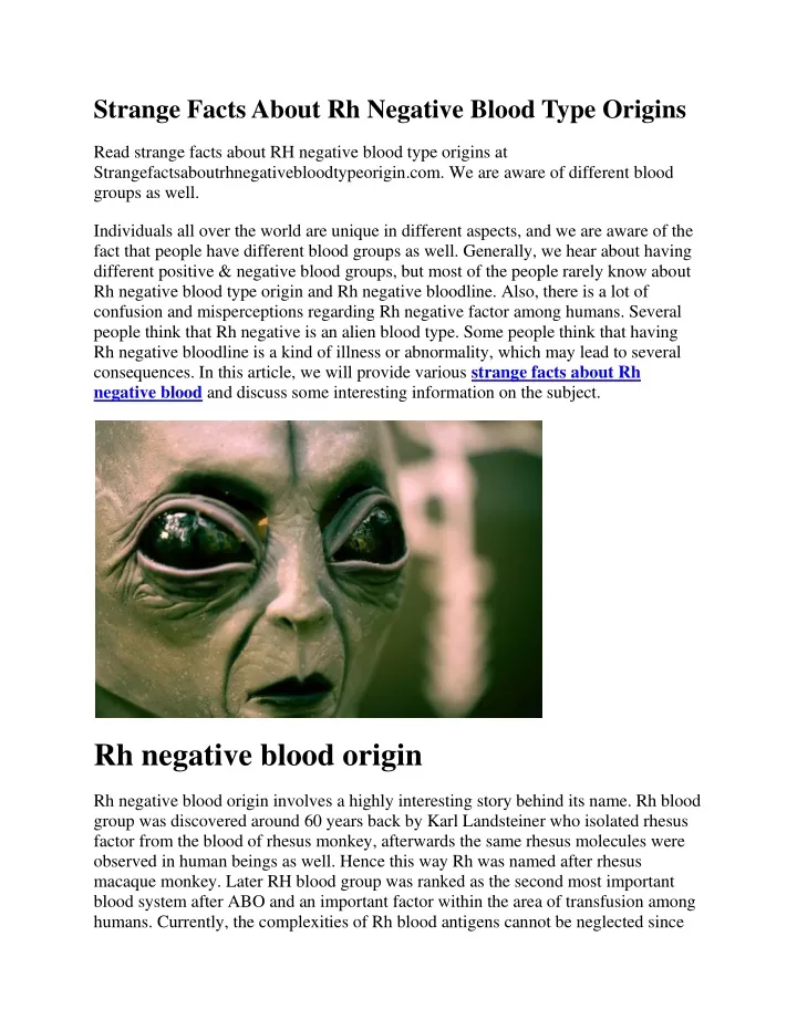 strange facts about rh negative blood type origins
