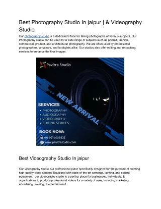 Best Photography Studio In Jaipur | & Videography Studio.