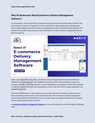 Why Do Businesses Need Ecommerce Delivery Management Software