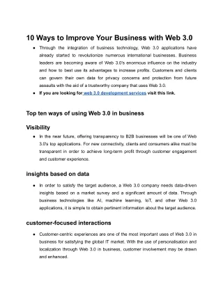 10 Ways to Improve Your Business with Web 3.0