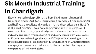 Six Month Industrial Training in Chandigarh