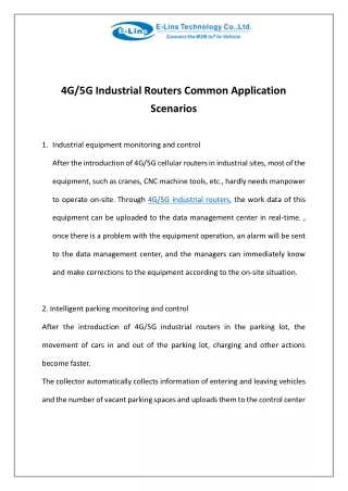 4g 5g industrial routers common application