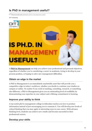 dituniversity.edu.in-Is PhD in management useful