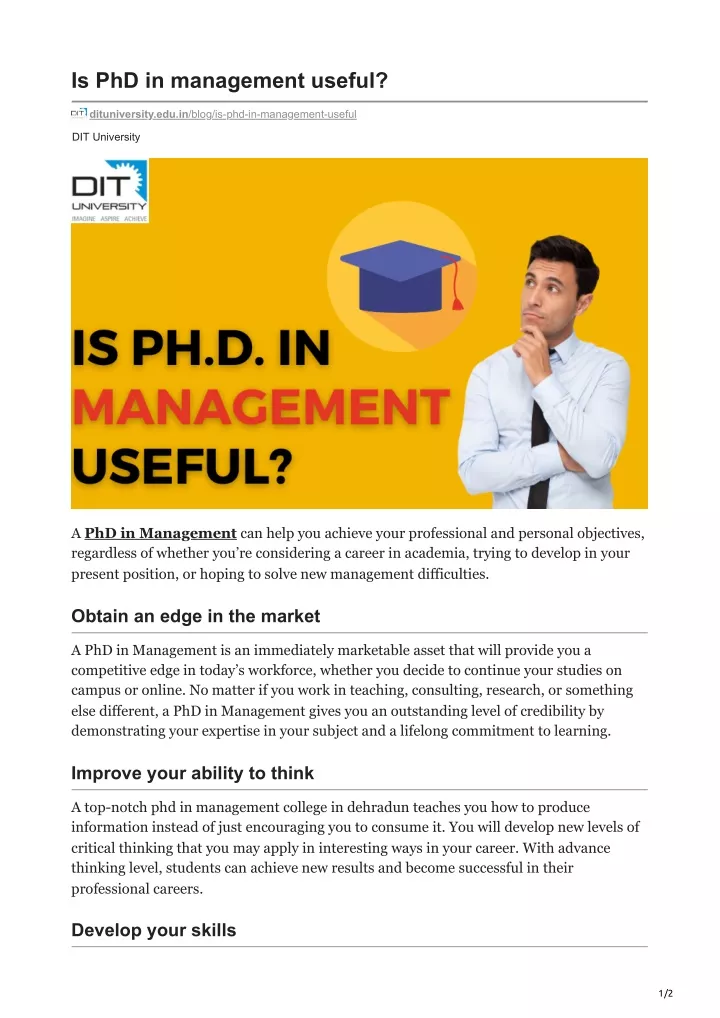 is phd in management useful