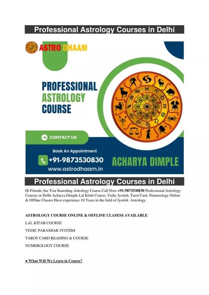 professional astrology courses in delhi