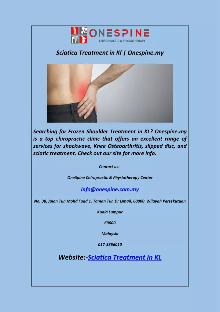 sciatica treatment in kl onespine my