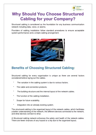 why should you choose structured cabling for your